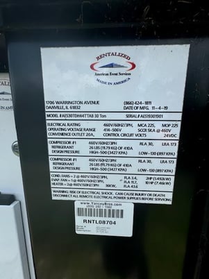 30 Ton, A.e.s #DH44TTAB, HVAC unit, 2 compressors, R-410A, 2 fans, 1 evaporator fan, 2 heater, 460 V., 2019 - Image 9