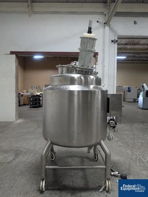 100 gallon Anish Pharma #ASPVJ-100, Mix Tank, Stainless Steel, dish top & bottom, agitator, legs, 2020 - Image 5