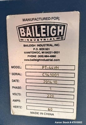 Baileigh #PT-44-VH, Plasma Cutting System, 4' x 4' Table, Water-Cooled, 1" Steel Capacity, 220 V., console & - Image 7