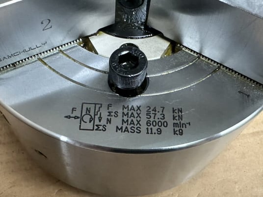 6" Samchully #MH-206V1, high speed 3-jaw hydraulic power chuck - Image 3