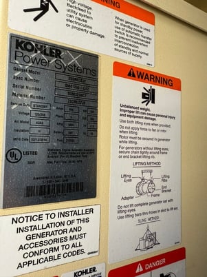 200 KW Kohler #200REOZJF, diesel generator set, 100 hours, John Deere engine, 400 gal tank - Image 3