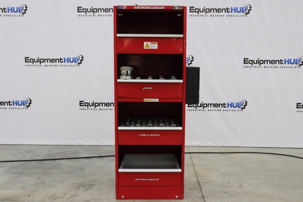 CNC hydraulic collet chucks with 41 assorted Crawford D style multibore spring collets - Image 1