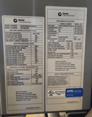 500 Ton, Carrier #23XRV5556NRVAA50-S, Water-Cooled Chiller, R-134a, R05 compressor, 2012 (3 available) - Image 6