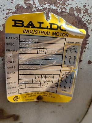 40 HP 1800 RPM Baldor, Frame 324T, 1.15 service factor, 230/460 Volts - Image 5