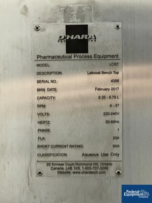 Ohara Labcoat #BT, Benchtop Coating System, 2017 - Image 2