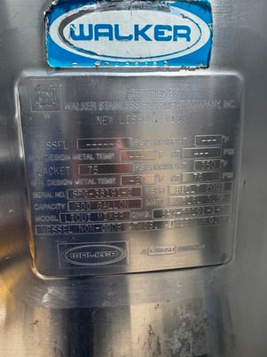 300 gallon Walker Stainless Equipment Co. Liqui Mixer liquidifier tank, 316L Stainless Steel, 75 psi, dished - Image 6