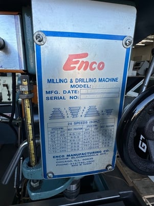 Enco #105-1280, Vertical Mill, 8-1/4" x 28" table, R8, 120-2500 RPM, 2 HP, 1986 - Image 2