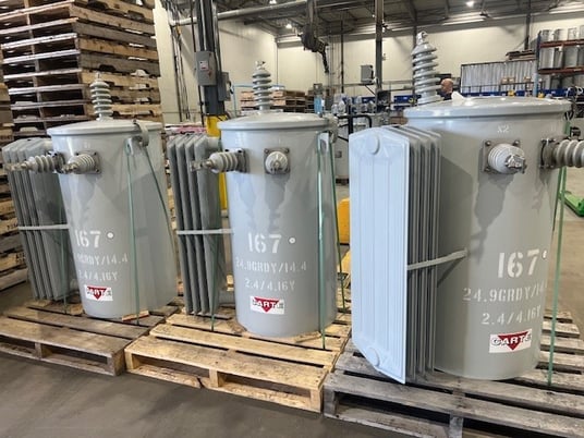 167 KVA 24940GrdY/14400 Primary 2400/4160Y Secondary, Carte Transformers, 1 phase, CANADA - Image 1