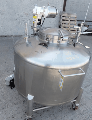 198 gallon Lee, 750 liter 316 Stainless Steel tank, agitated, 15 psi, 44" dia. x 20" straight side, dish top - Image 1