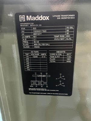 500 KVA 13200GY/7620 Primary, 480Y/277 Secondary, 3 phase, Padmount Transformer, Ready To Ship - Image 1
