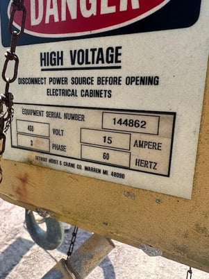 7.5 Ton, Detroit Under Hung Hoist, 32' 8" Span, 25' Lift - Image 5