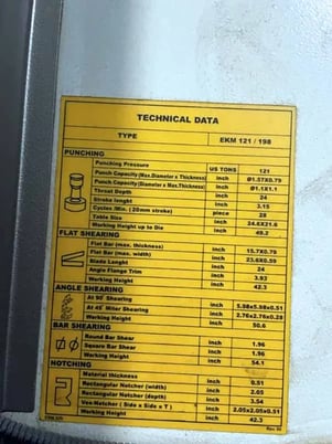 5.98" x 5.98" x 0.51" Ermak #EKM-121-198, ironworker, 3.15" stroke, 24" throat, 2011 - Image 7