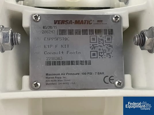 Versa-Matic, Diaphragm Pump, Plastic, 2015 - Image 2