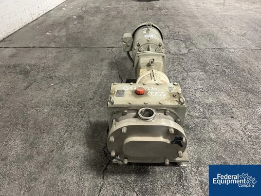 94 GPM Fristam #FKL75, Rotary Lobe Pump, Stainless Steel, 2.5", 0.156 gal/ revol, on base w/ motor - Image 3