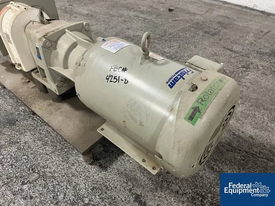 94 GPM Fristam #FKL75, Rotary Lobe Pump, Stainless Steel, 2.5", 0.156 gal/ revol, on base w/ motor - Image 8