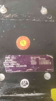 1200 Amps, Westinghouse, 600VAC-250VDC, 3 Pole Breaker - Image 3