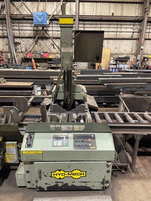 18.5" x 20.5" Hyd-Mech #V-18A, automatic vertical bandsaw, 1.25" blade, 65-385 FPM, 26" x 93" infeed table - Image 2