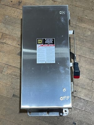 100 Amp. Square D, H223DS, Fusible Safety Disconnect Switch, 240 Volts, 2P, Type 4X, Stainless Steel, unused - Image 1
