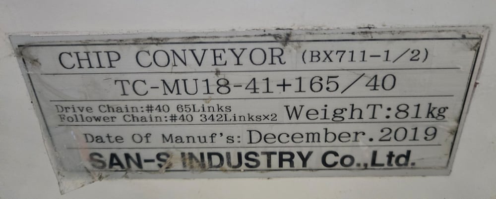 San-S Industry #TC-MU18-41+165/40, chip conveyor, 2019 - Image 9
