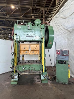 100 Ton, Minster #P2-100-48 Piece Maker, straight side double crank, 4" stroke, 20" Shut Height, 4" adj., 48" - Image 3