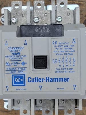 150 Amps. Cutler-Hammer #CE15NN527K, freedom contactor 100 HP, 480 Volts, Size N Series A1 240V Coil - Image 3