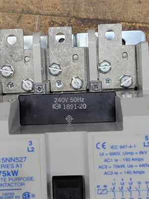 150 Amps. Cutler-Hammer #CE15NN527K, freedom contactor 100 HP, 480 Volts, Size N Series A1 240V Coil - Image 4
