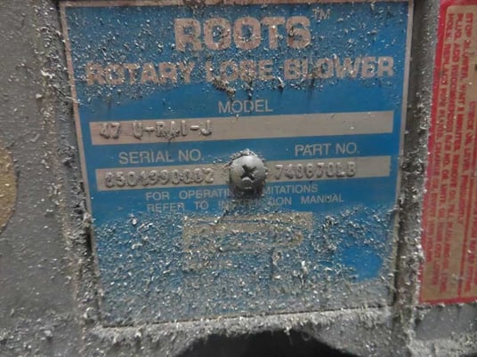 Roots #47-U-RAI-J, Rotary Lobe Blower, Whitlock Pneumatic Conveyor, 460 V - Image 2