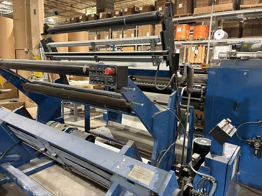 Deacro #DA-653, 63" wide duplex cantilevered slitter rewinder, edge guiding, pnematic braking - Image 6