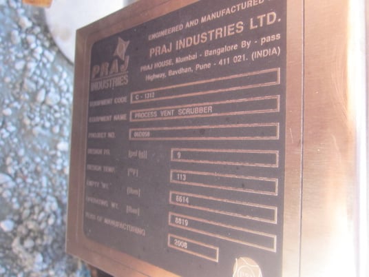 41" x 39' Praj Industries, Stainless Steel process vent scrubber, 2008 - Image 4