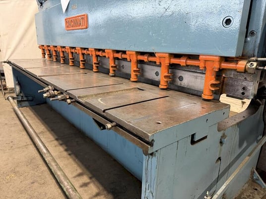 3/8" x 10' Cincinnati #2510, mechanical squaring shear, 18" throat, 36" front operated power back gauge, 128" - Image 4