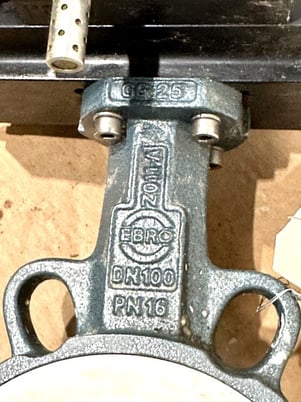 4" Ebro DN100 PN16 Z011-A, type EB5.1SYD, butterfly valve, 90 psi, 6" flange, 2" thick inlet to outlet - Image 6