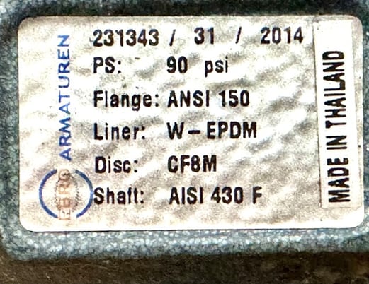 4" Ebro DN100 PN16 Z011-A, type EB5.1SYD, butterfly valve, 90 psi, 6" flange, 2" thick inlet to outlet - Image 7