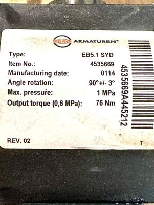 4" Ebro DN100 PN16 Z011-A, type EB5.1SYD, butterfly valve, 90 psi, 6" flange, 2" thick inlet to outlet - Image 8