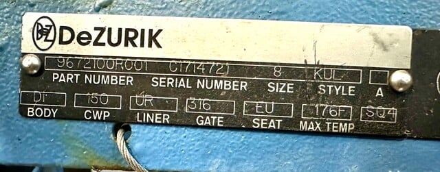 8" Dezurik, manual knife gate valve, Stainless gate, carbon steel body, unused - Image 6