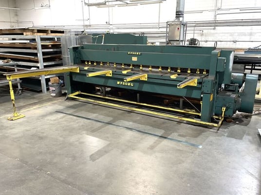 10 gauge x 10' Wysong #1010, shear, 24" rear operated manual back gauge, 5 HP, 60 SPM, 6' squaring arm, 1999 - Image 1