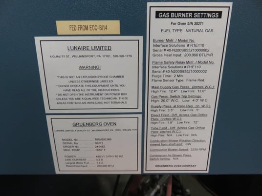 36" width x 48" H x 36" D Gruenberg #T65VDG360, Box Oven, Natural Gas, 650&deg;F max Temp., 200000 BTU Heat - Image 3