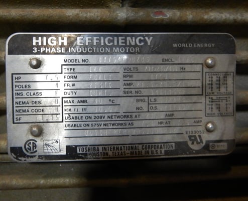 117 CFM, Busch #RA-0160-B032-1001, Vacuum Pump, 7.5 HP, 1750 RPM, 230/460 V - Image 2