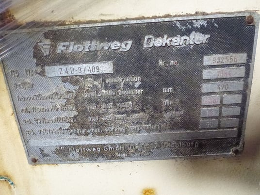 Flottweg #Z4D-3/409, Horiz Sedicanter Centrifuge, duplex Stainless Steel 1.4463, 470mm 18.5" ID, 48090 RPm - Image 6