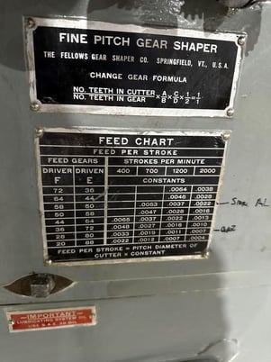 Fellows #3, gear shaper, 3" ext pitch diameter, 2" int pitch diameter, 3/4"face width - Image 6
