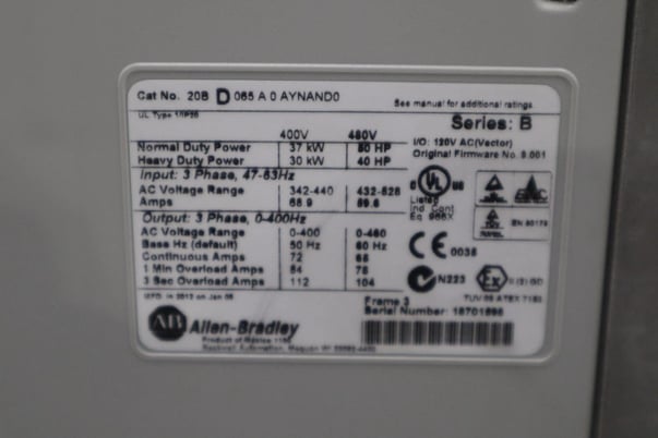 Allen-Bradley Bradley 20BD065A0AYNAND0 /B PowerFlex 700 480V 65A AC Drive STOCK H1566 - Image 2