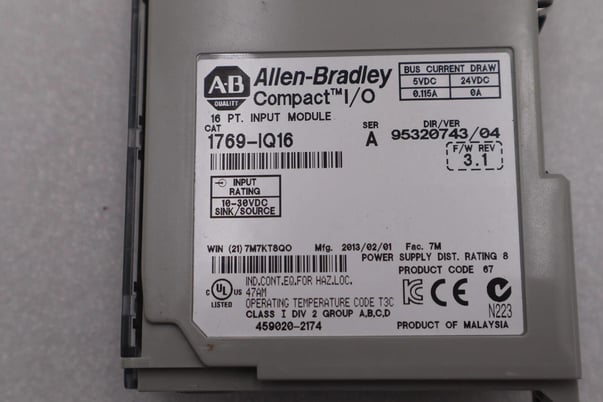 Allen-Bradley 1769-IQ16 SER A Compact I/O Module #K-655A - Image 2