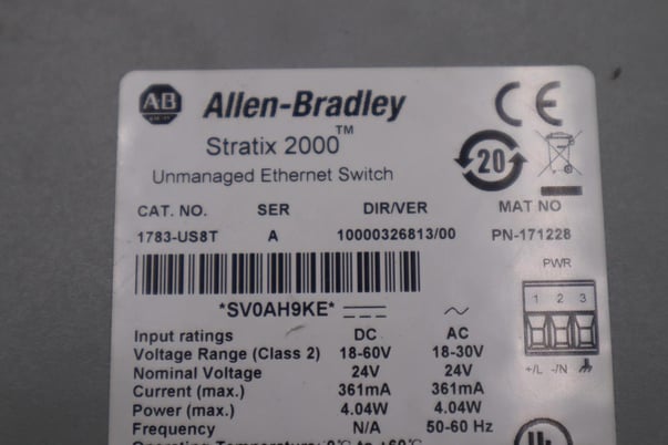 Allen-Bradley bradley 1783-us8t stratix 2000 unmanaged ethernet switch ser a #k-2643 - Image 2