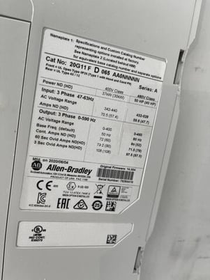 Allen-Bradley bradley powerflex 755 20g11fd065aa0nnnnn ser. a f/w 14.004 stock 3167 - Image 4