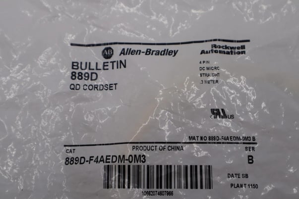 Allen-Bradley Bradley 889D-F4AEPDM-0M3 Cable Pico Cordset 4-Pin 0.3m STOCK L-86-C - Image 1