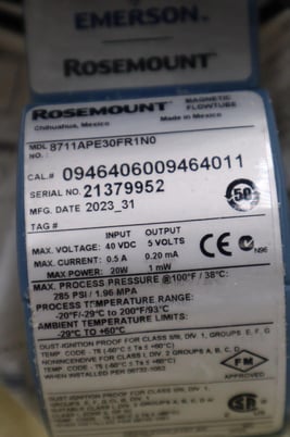 NEW Rosemount 8711APE30FR1N0 Magnetic Flowtube 40 VDC STOCK G44 - Image 2