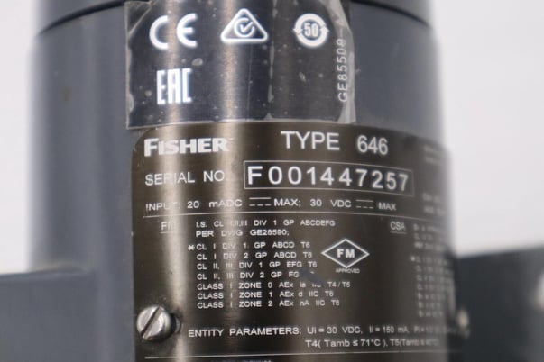 Fisher Type 646/ F001447257 20 mADC 30 VDC Transducer UNIT STOCK 3779A - Image 2