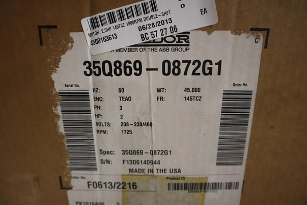 Baldor 35Q869-0872G1 1.5 HP 1425 RPM NEW MOTOR STOCK G160 - Image 1