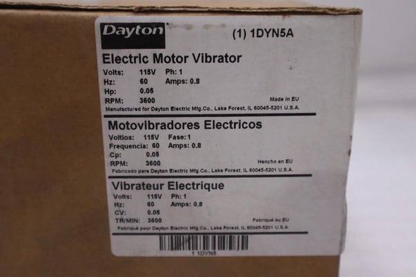 NEW DAYTON 1DYN5A Electric Motor Vibrator 115 VAC 3600 RPM Single Phase #H190 - Image 1