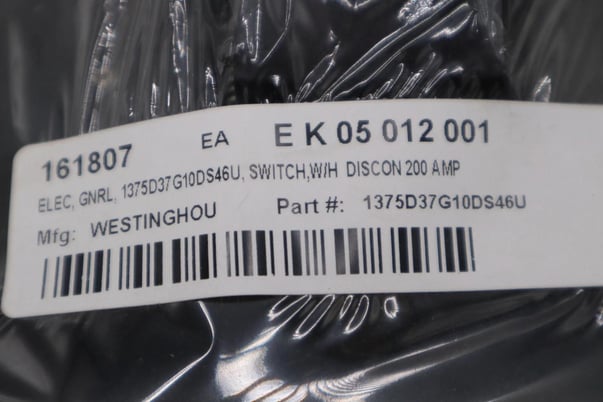 NEW Westinghouse 1375D39G02 3P 200A NEC SW STOCK G290A - Image 3