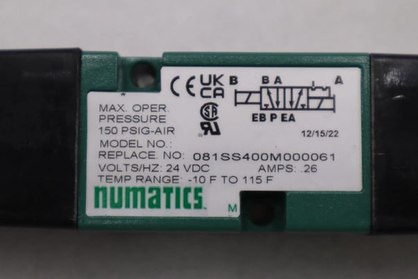 NUMATICS 081SS400M000061 PNEUMATIC SOLENOID VALVE 26A 150PSI STOCK H1511 - Image 2